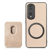 For Honor 80 Pro Carbon Fiber Leather Card Magsafe Phone Case(Khaki)
