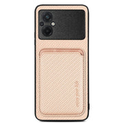 For Xiaomi POCO M5 4G Carbon Fiber Leather Card Magsafe Phone Case(Khaki)