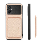 For Xiaomi POCO M5 4G Carbon Fiber Leather Card Magsafe Phone Case(Khaki)