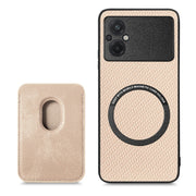 For Xiaomi POCO M5 4G Carbon Fiber Leather Card Magsafe Phone Case(Khaki)