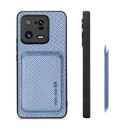 For Xiaomi 13 Pro Carbon Fiber Leather Card Magsafe Phone Case(Blue)