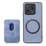 For Xiaomi 13 Pro Carbon Fiber Leather Card Magsafe Phone Case(Blue)