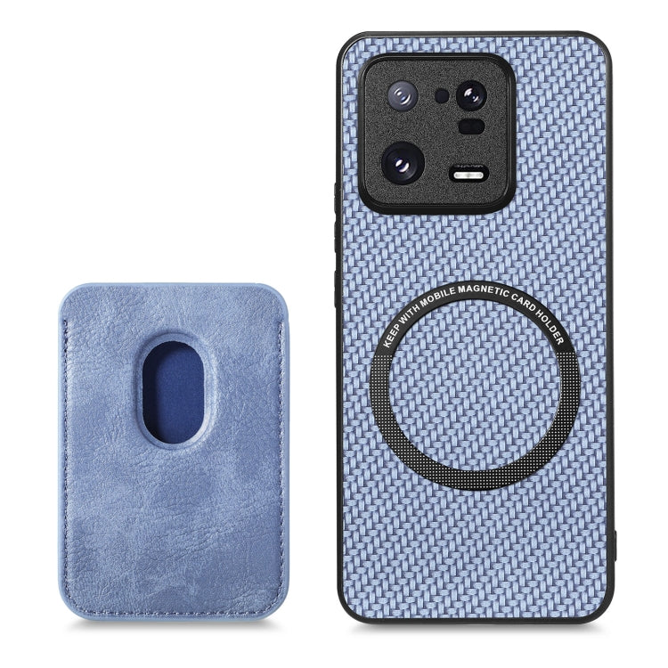 For Xiaomi 13 Pro Carbon Fiber Leather Card Magsafe Phone Case(Blue)