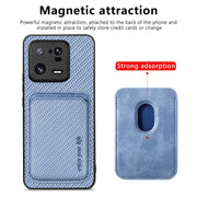 For Xiaomi 13 Pro Carbon Fiber Leather Card Magsafe Phone Case(Blue)
