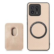 For Xiaomi 13 Carbon Fiber Leather Card Magsafe Phone Case(Khaki)