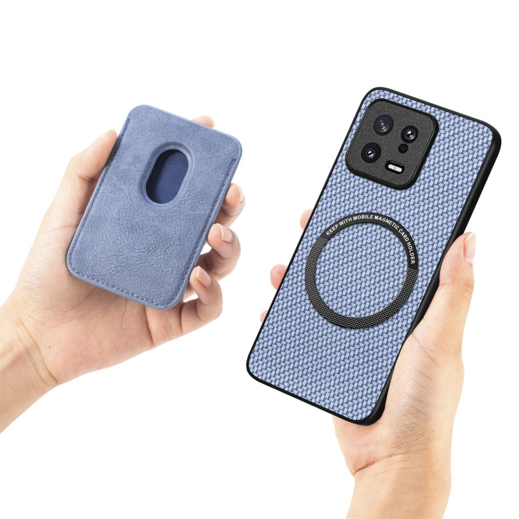 For Xiaomi 13 Carbon Fiber Leather Card Magsafe Phone Case(Khaki)