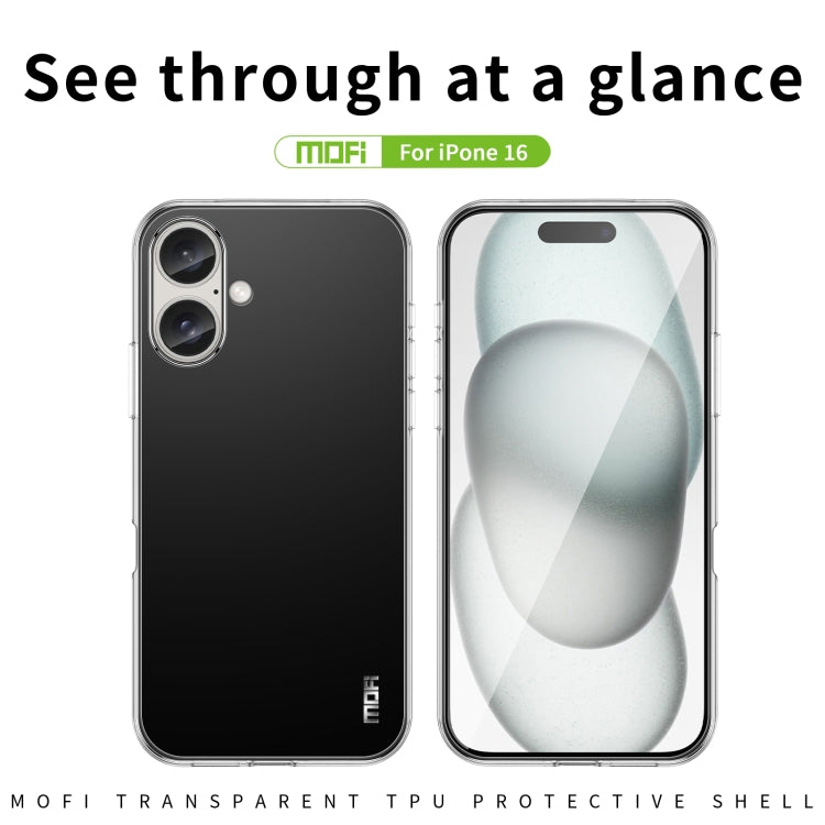 For iPhone 16 MOFI Ming Series Ultra-thin TPU Phone Case(Transparent)