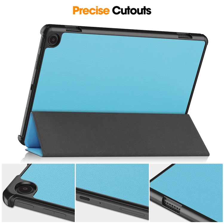 For Amazon Fire Max 11 ENKAY Tri-fold Custer Texture Leather Smart Tablet Case(Dark Blue)