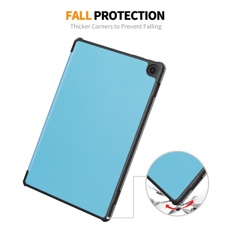 For Amazon Fire Max 11 ENKAY Tri-fold Custer Texture Leather Smart Tablet Case(Light Blue)