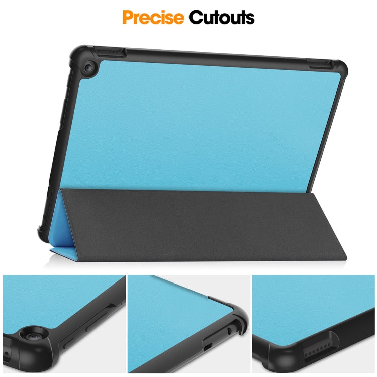 For Amazon Fire HD 10 2023 ENKAY ENKAY Tri-fold Custer Texture Leather Smart Tablet Case(Black)