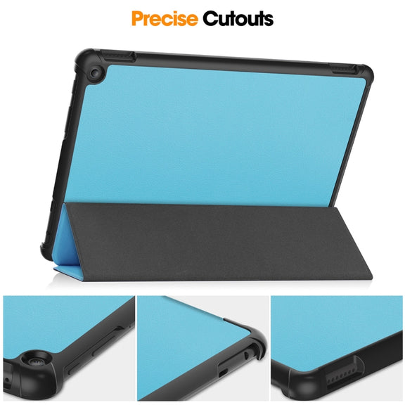 For Amazon Fire HD 10 2023 ENKAY ENKAY Tri-fold Custer Texture Leather Smart Tablet Case(Black)
