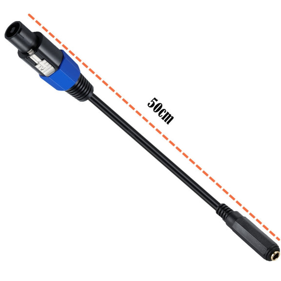 JUNSUNMAY Speakon Male to 6.35mm Female Audio Speaker Adapter Cable with Snap Lock, Length: 50cm