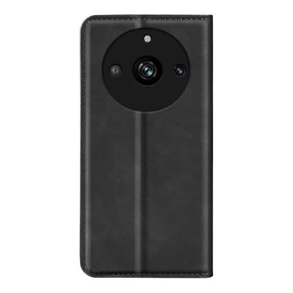 For Realme 11 Pro Retro-skin  Magnetic Suction Leather Phone Case(Black)