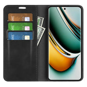 For Realme 11 Pro Retro-skin  Magnetic Suction Leather Phone Case(Black)