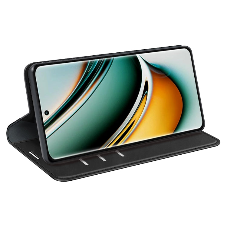 For Realme 11 Pro Retro-skin  Magnetic Suction Leather Phone Case(Black)