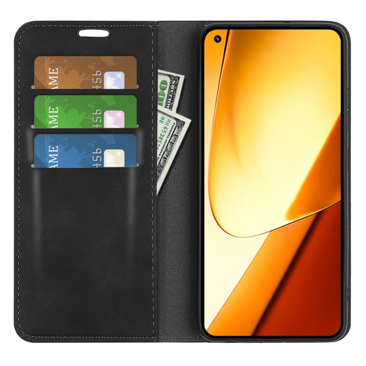 For Realme 11 Retro-skin Magnetic Suction Leather Phone Case(Black)