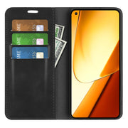 For Realme 11 Retro-skin Magnetic Suction Leather Phone Case(Black)