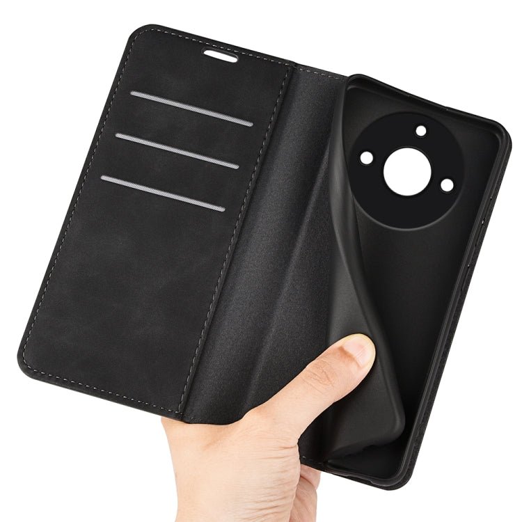 For Realme 11 Retro-skin Magnetic Suction Leather Phone Case(Black)