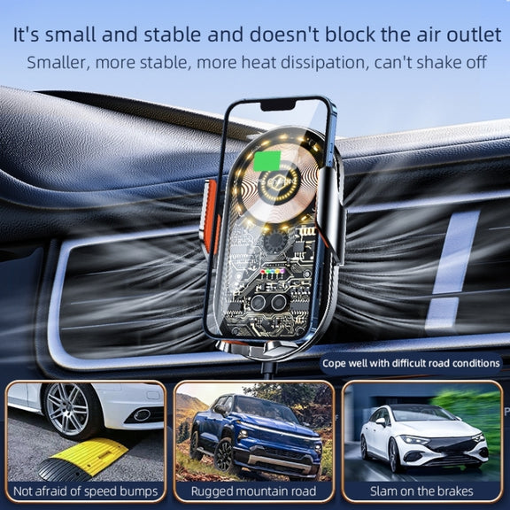 C12 Wireless Fast Charging Car Bracket Interior Cup Air Outlet Fixing Clip Induction Luminous LOGO