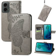 For Motorola Moto G 5G 2024 Butterfly Love Flower Embossed Leather Phone Case(Gray) - Motorola Cases by PMC Jewellery | Online Shopping South Africa | PMC Jewellery | Buy Now Pay Later Mobicred