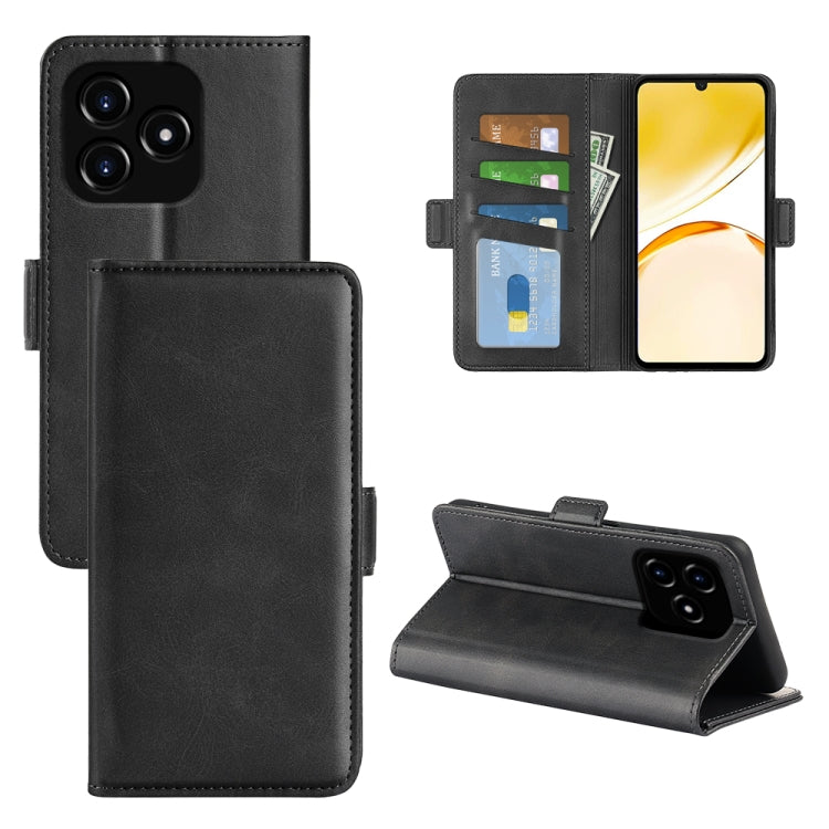 For Realme Narzo N53 / C53 Dual-side Magnetic Buckle Horizontal Flip Leather Phone Case(Black)