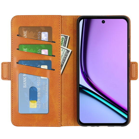 For Realme C67 5G Dual-side Magnetic Buckle Horizontal Flip Leather Phone Case(Yellow)