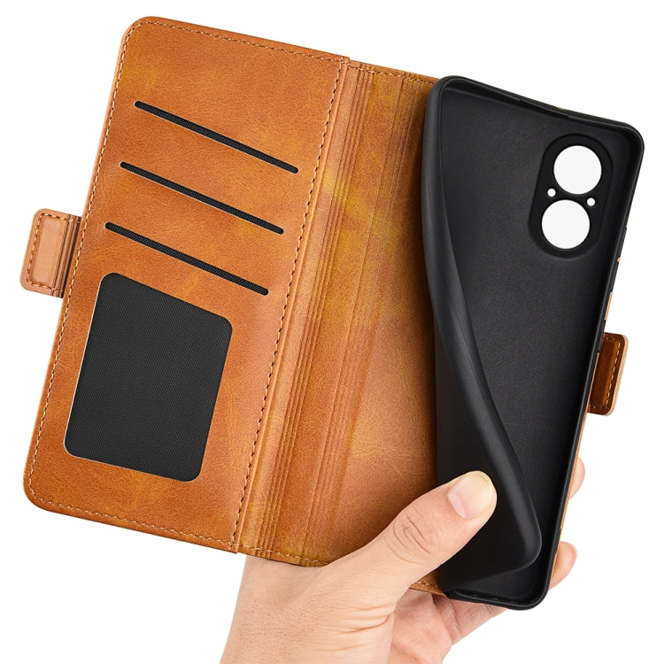 For Realme C67 5G Dual-side Magnetic Buckle Horizontal Flip Leather Phone Case(Yellow)