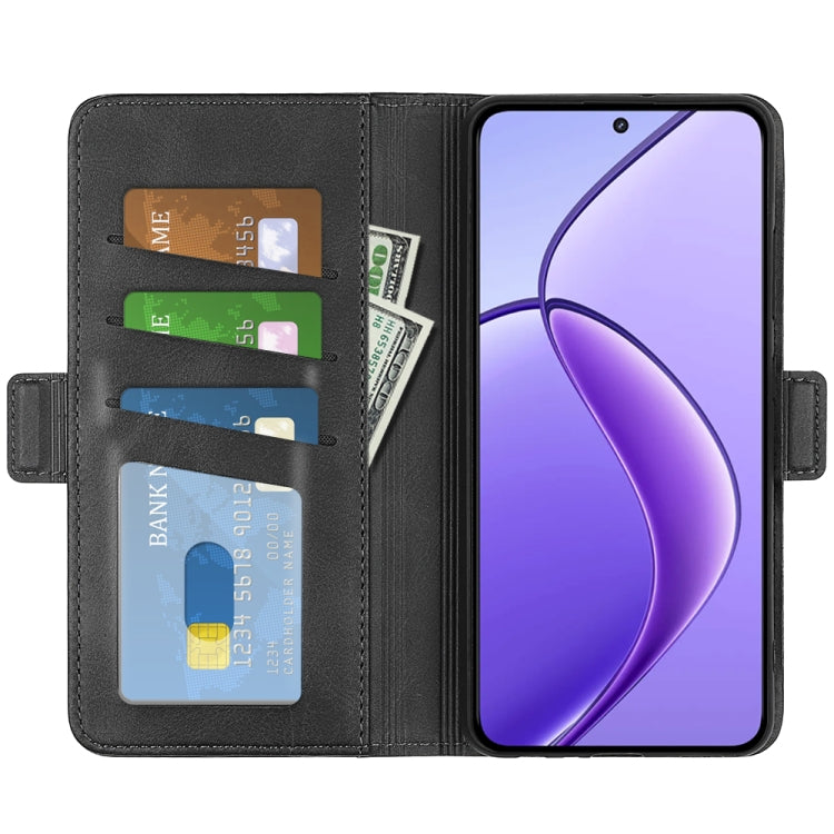 For Realme 12 5G Dual-side Magnetic Buckle Horizontal Flip Leather Phone Case(Black)