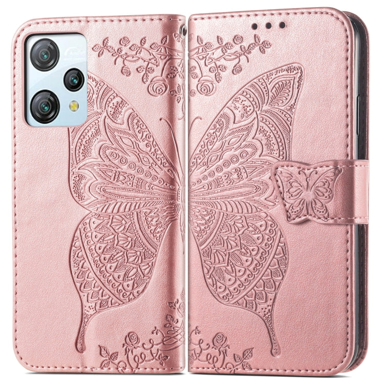 For Blackview A53 Butterfly Love Flower Embossed Leather Phone Case(Rose Gold)