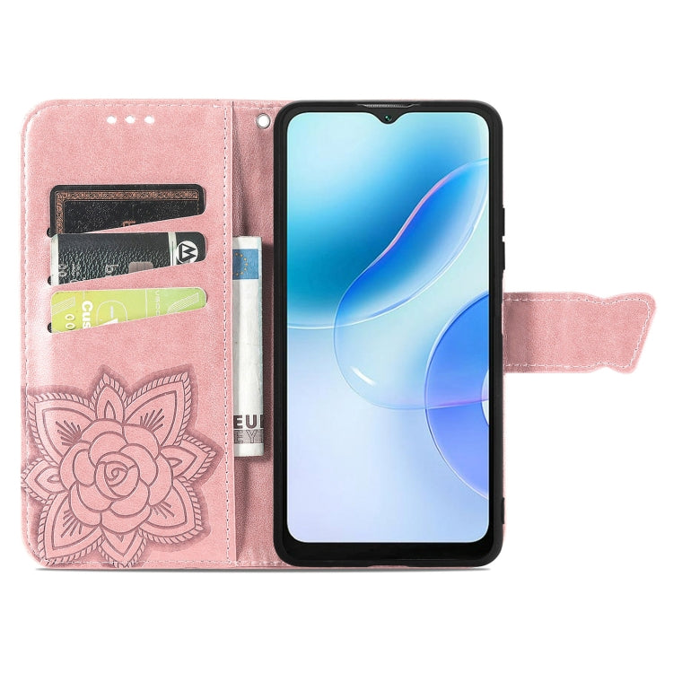 For Blackview A53 Butterfly Love Flower Embossed Leather Phone Case(Rose Gold)