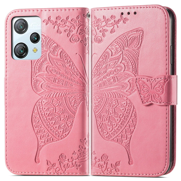 For Blackview A53 Butterfly Love Flower Embossed Leather Phone Case(Pink)