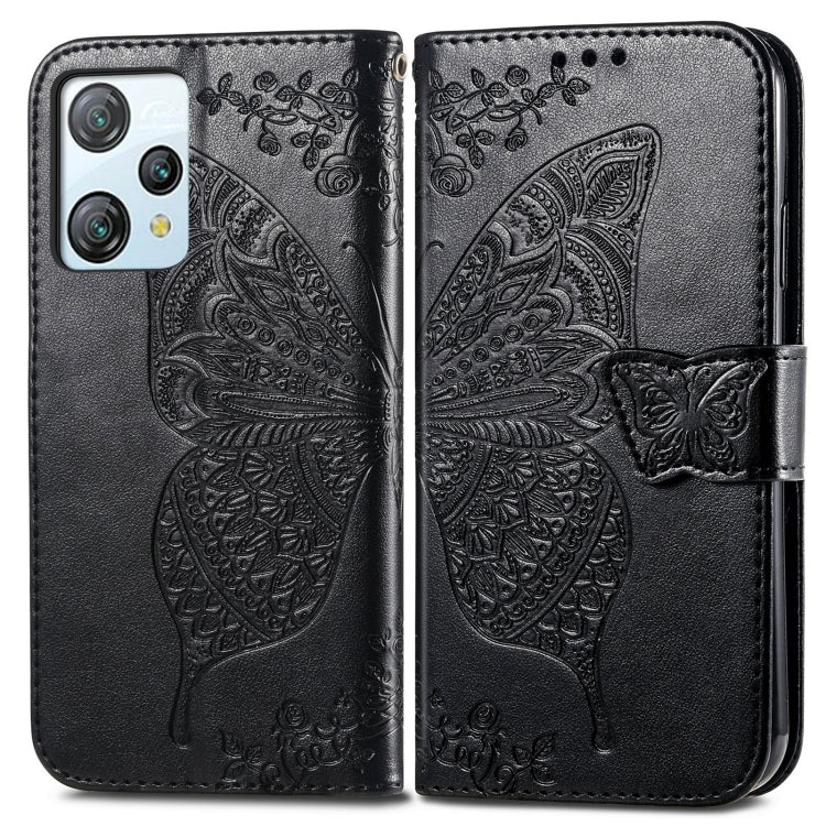 For Blackview A53 Butterfly Love Flower Embossed Leather Phone Case(Black)