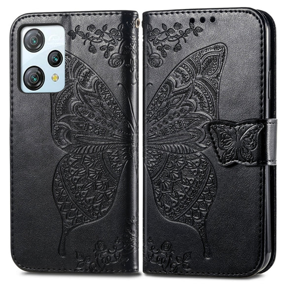For Blackview A53 Butterfly Love Flower Embossed Leather Phone Case(Black)