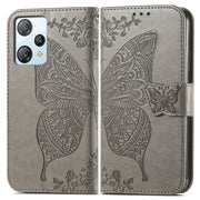 For Blackview A53 Butterfly Love Flower Embossed Leather Phone Case(Gray)