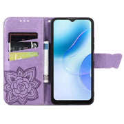 For Blackview A53 Butterfly Love Flower Embossed Leather Phone Case(Lavender)