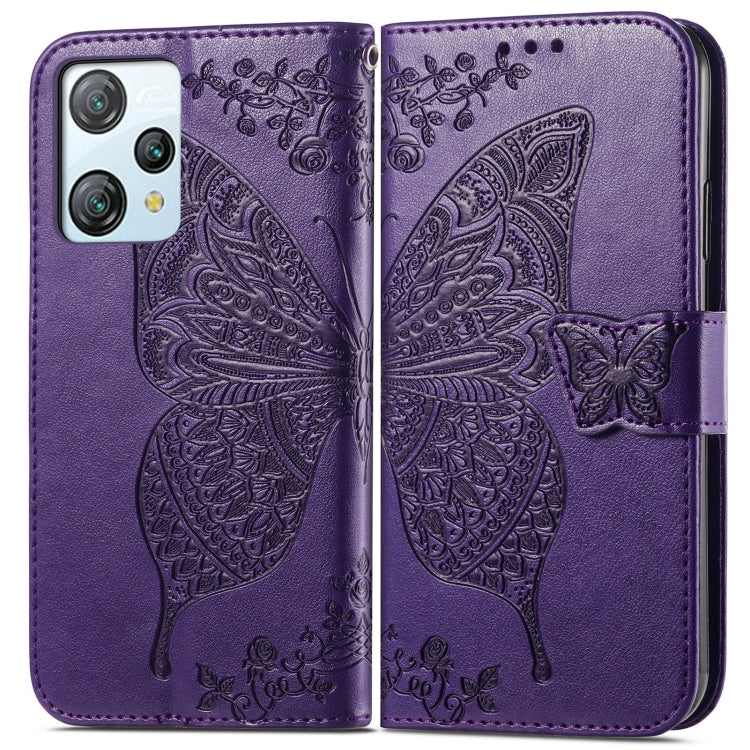 For Blackview A53 Butterfly Love Flower Embossed Leather Phone Case(Purple)
