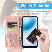 For Blackview A53 Butterfly Love Flower Embossed Leather Phone Case(Rose Gold)