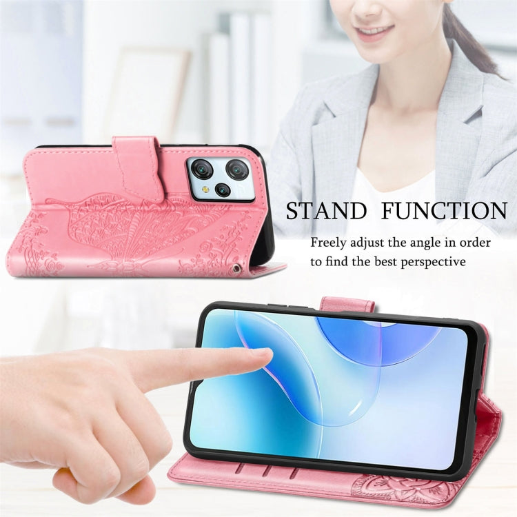 For Blackview A53 Butterfly Love Flower Embossed Leather Phone Case(Gray)