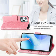 For Blackview A53 Butterfly Love Flower Embossed Leather Phone Case(Gray)