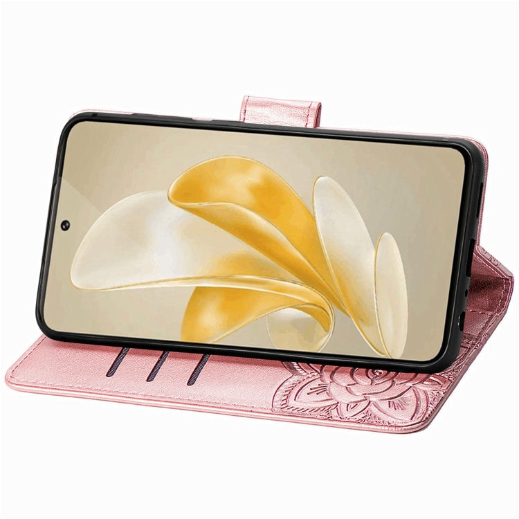 For vivo X100 Pro Butterfly Love Flower Embossed Leather Phone Case(Rose Gold)
