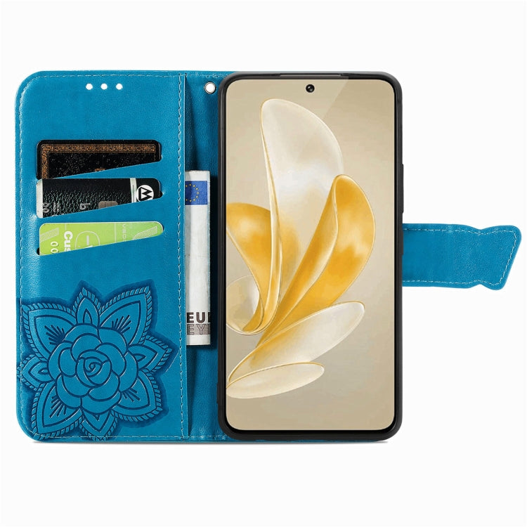 For vivo X100 Pro Butterfly Love Flower Embossed Leather Phone Case(Blue)