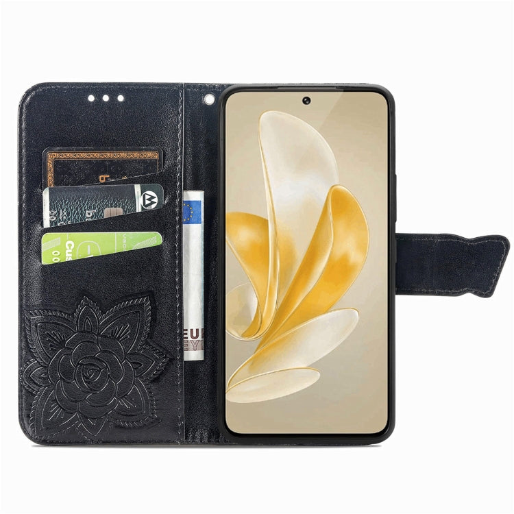 For vivo X100 Pro Butterfly Love Flower Embossed Leather Phone Case(Black)