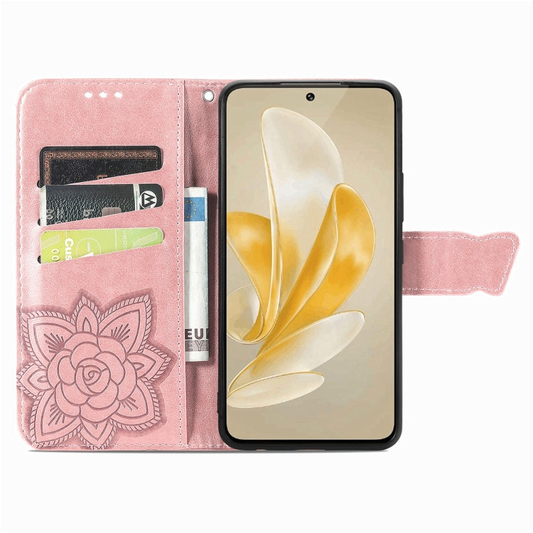 For vivo X100 Butterfly Love Flower Embossed Leather Phone Case(Rose Gold)