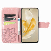 For vivo X100 Butterfly Love Flower Embossed Leather Phone Case(Rose Gold)