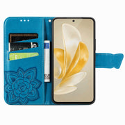 For vivo X100 Butterfly Love Flower Embossed Leather Phone Case(Blue)