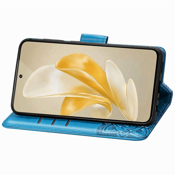 For vivo X100 Butterfly Love Flower Embossed Leather Phone Case(Blue)