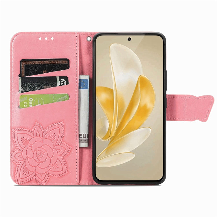 For vivo X100 Butterfly Love Flower Embossed Leather Phone Case(Pink)