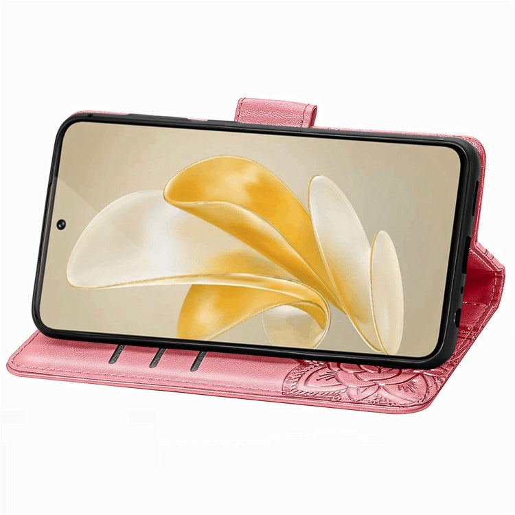 For vivo X100 Butterfly Love Flower Embossed Leather Phone Case(Pink)