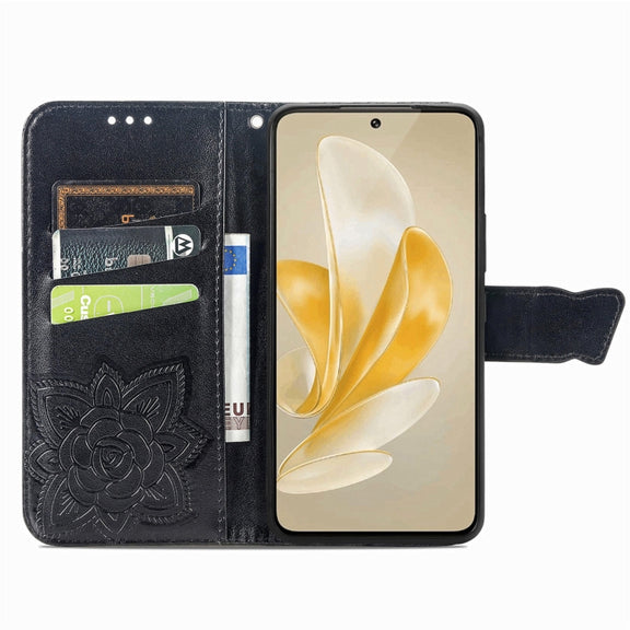 For vivo X100 Butterfly Love Flower Embossed Leather Phone Case(Black)