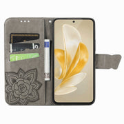 For vivo X100 Butterfly Love Flower Embossed Leather Phone Case(Gray)
